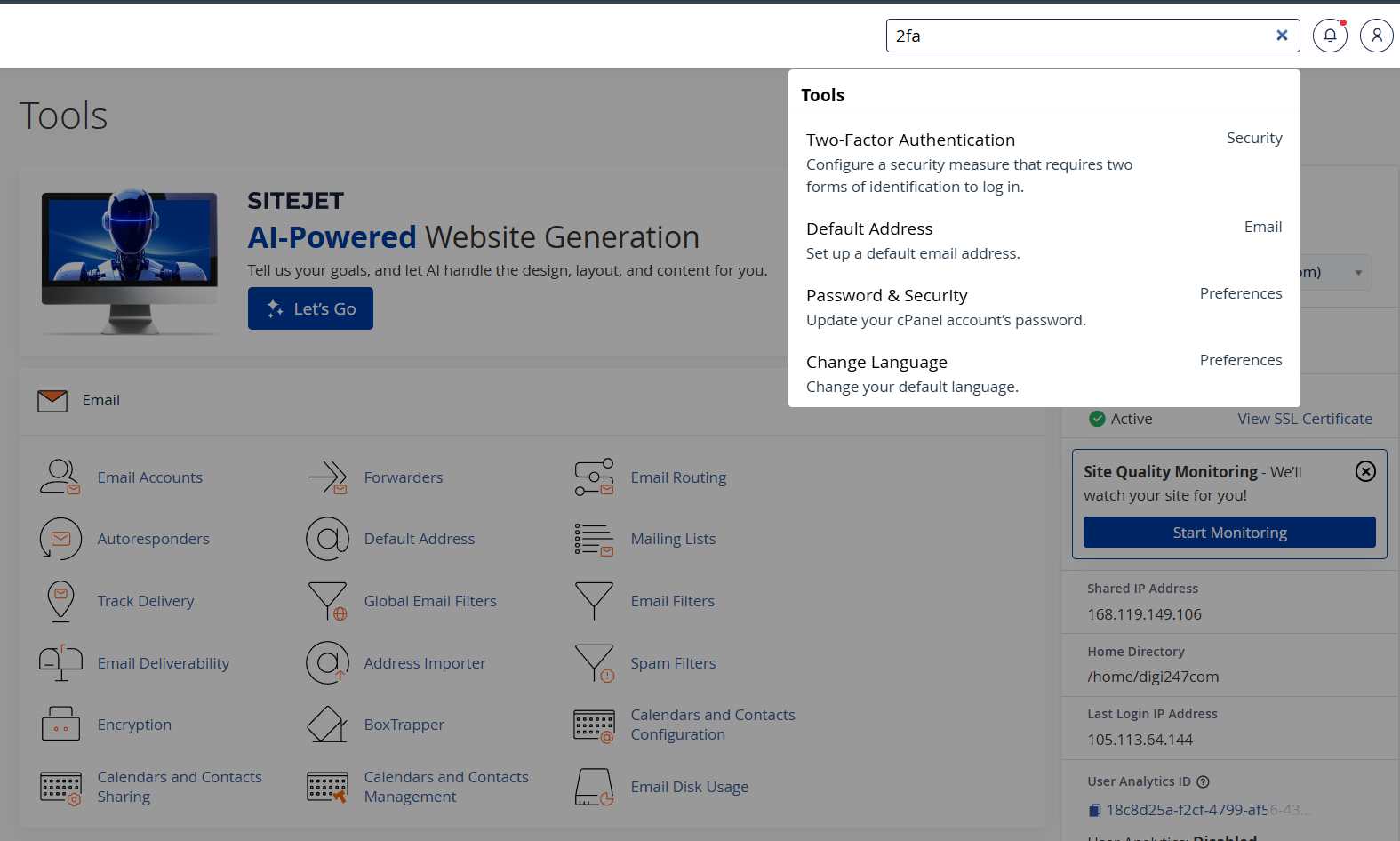 Step 2 - Two-Factor Authentication option
